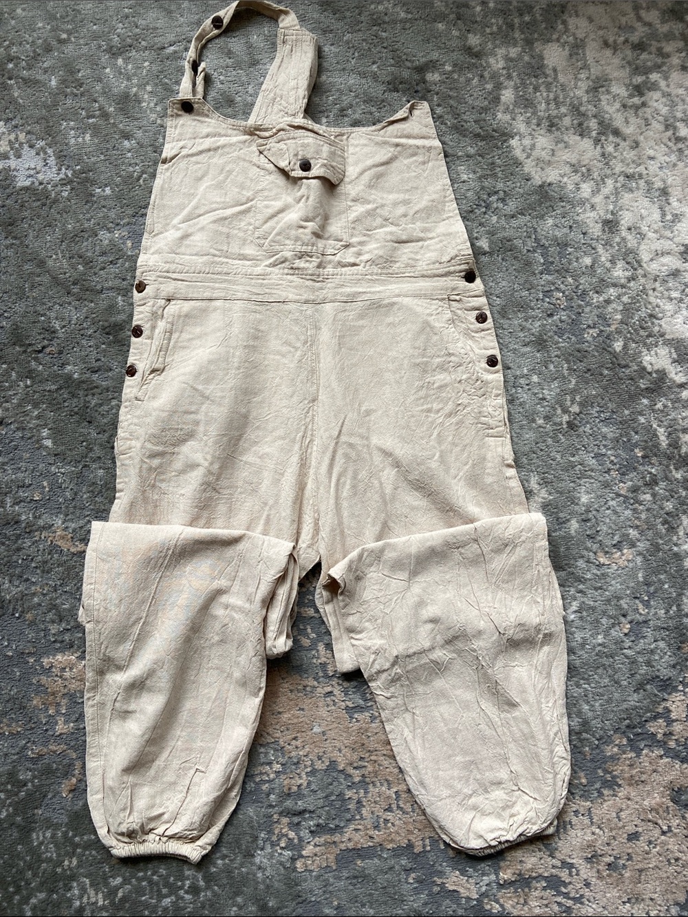 Beige Women's Cotton Overalls Jumpsuit